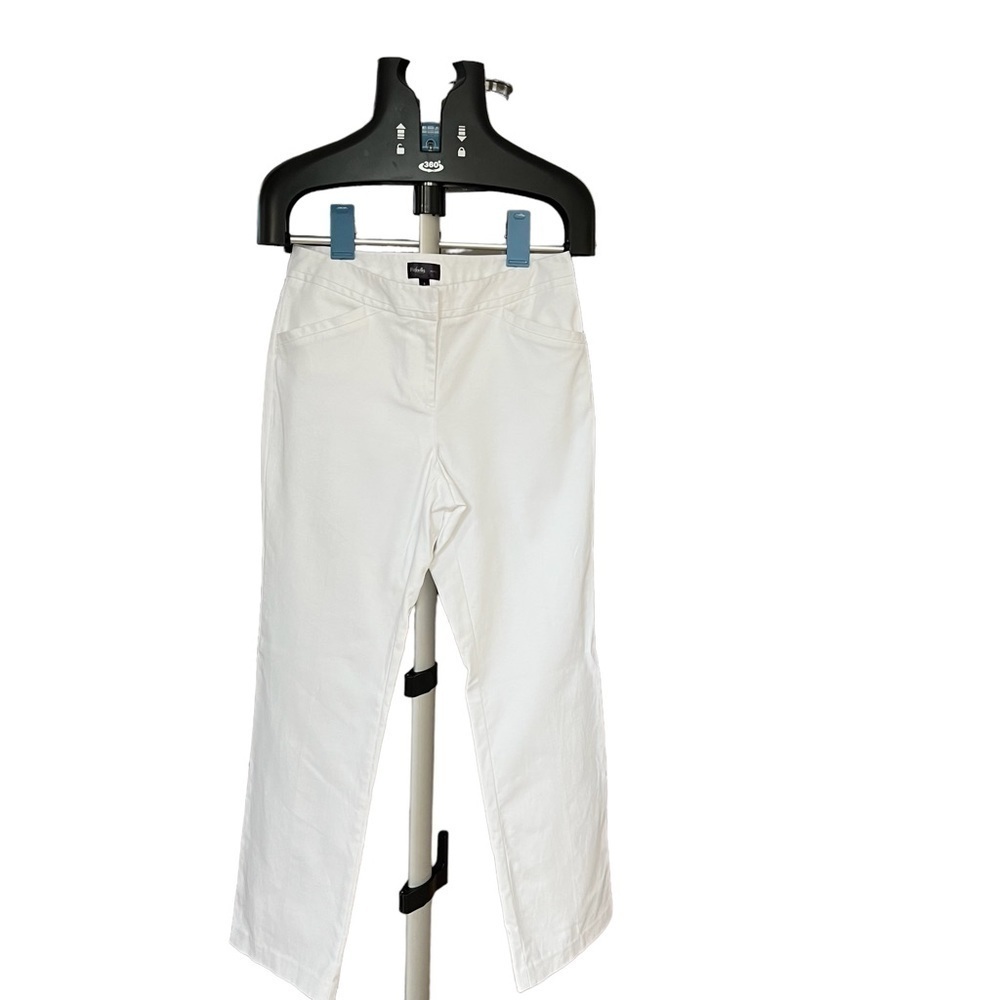 Rafaella Curvy White Straight Leg Trouser Pants Size 6 Sailor Nautical Coastal - Picture 4 of 14